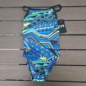 TYR Women's Whaam Multi/blue Diamondfit Swimsuit Size 28 New